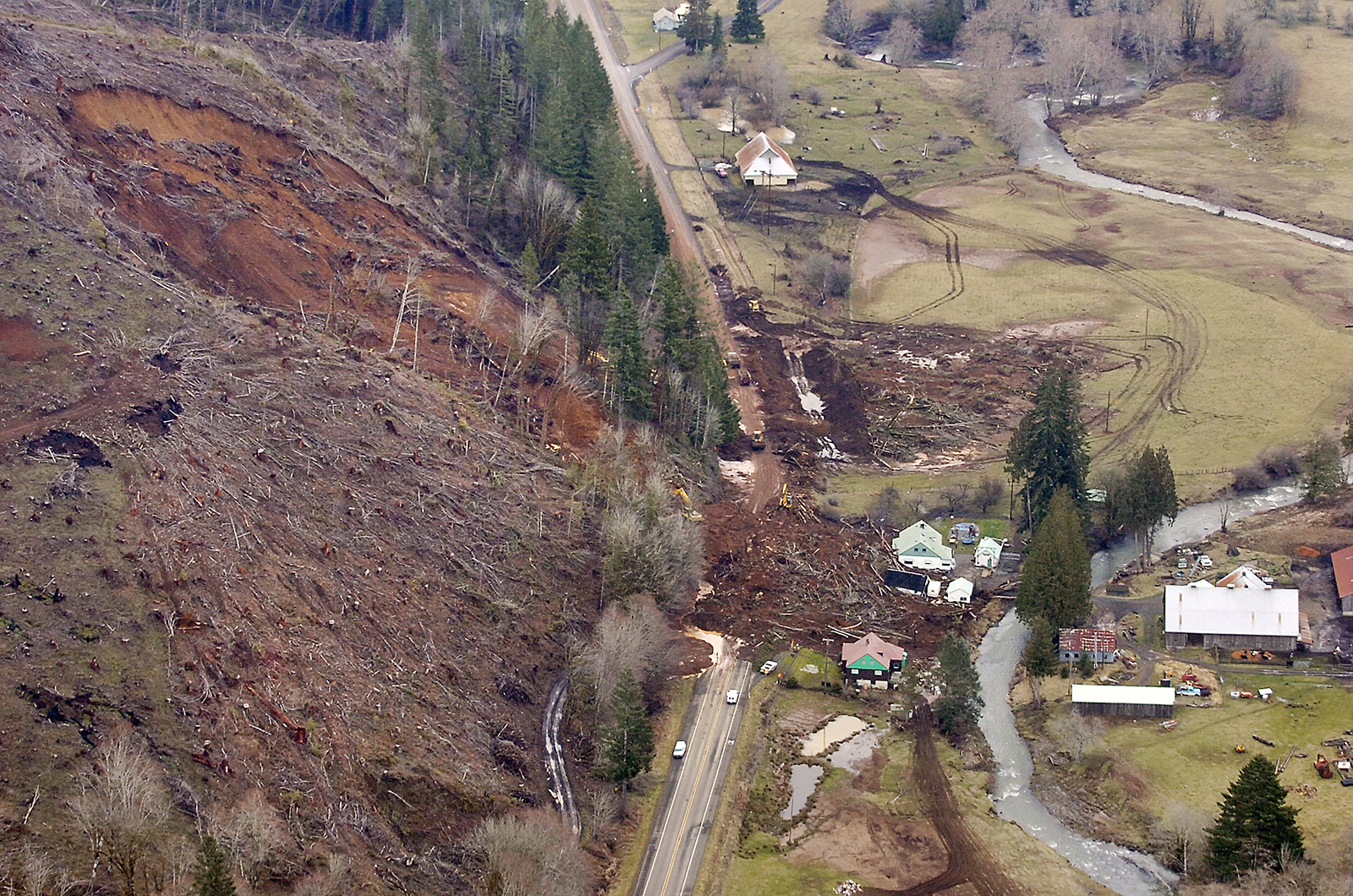 Landslide after rainfall.