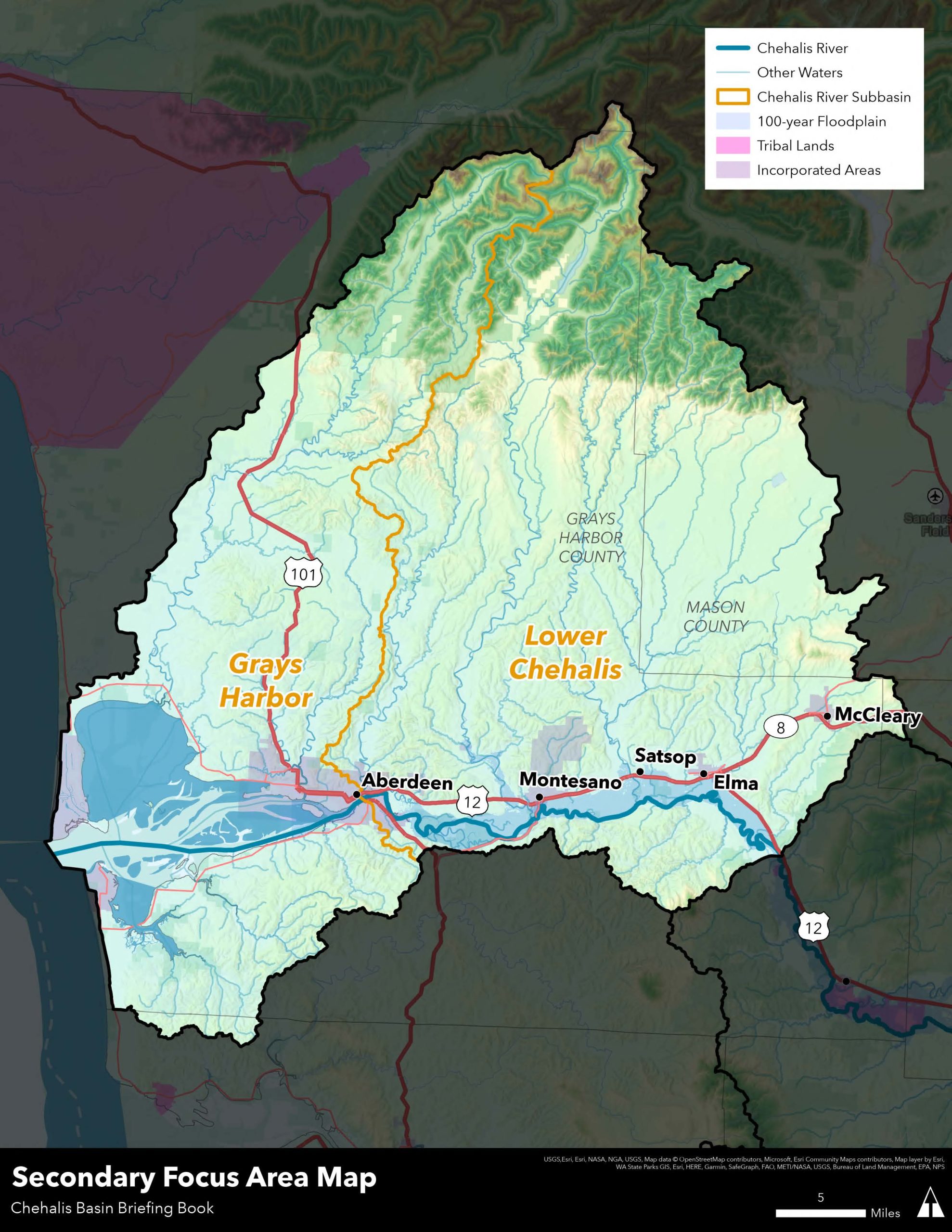 Map of the secondary focus area